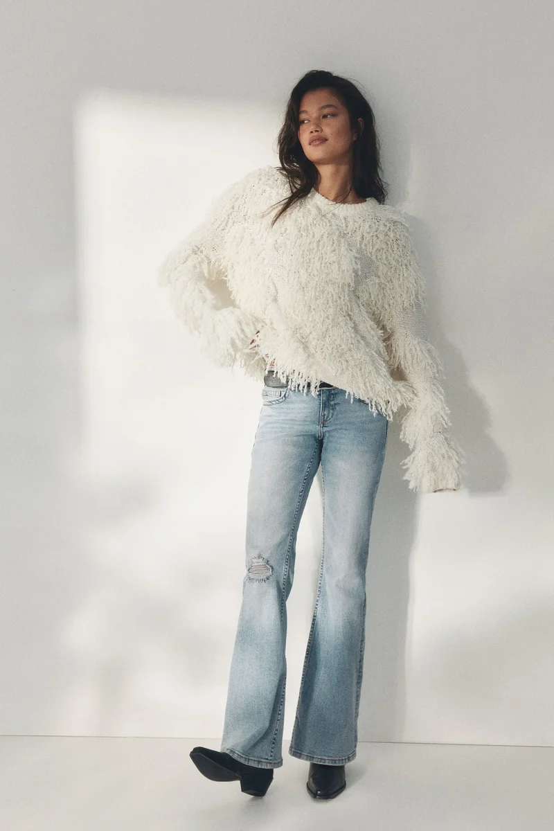 اتش اند ام جينز بقصة حافة واسعة وخصر منخفض